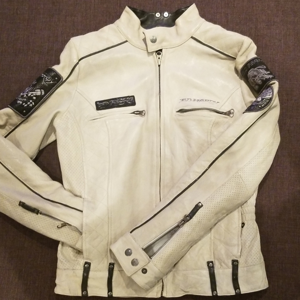 BOGO Ed Hardy Genuine Leather Biker Jacket
